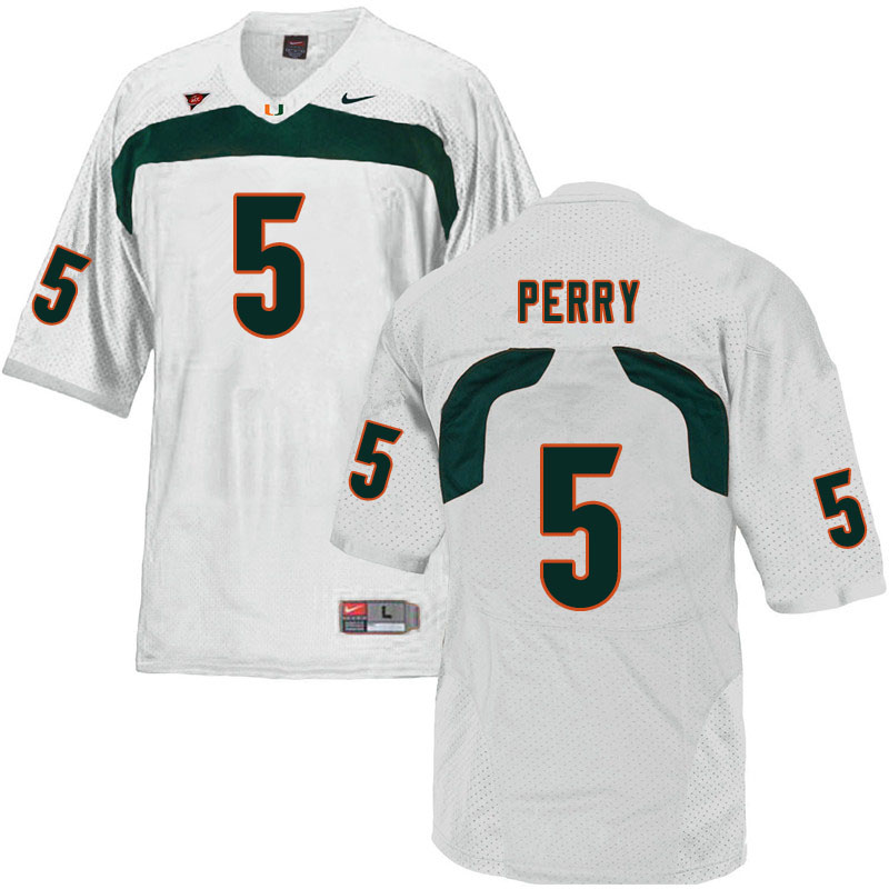 Nike Miami Hurricanes #5 N'Kosi Perry College Football Jerseys Sale-White - Click Image to Close